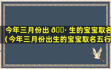 今年三月份出 🌷 生的宝宝取名（今年三月份出生的宝宝取名五行属 🍁 什么）